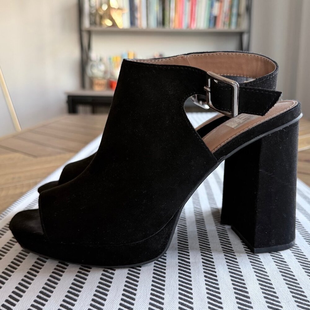 DOLCE VITA BLACK SUEDE PEPPER PLATFORM SANDAL SIZE W 9